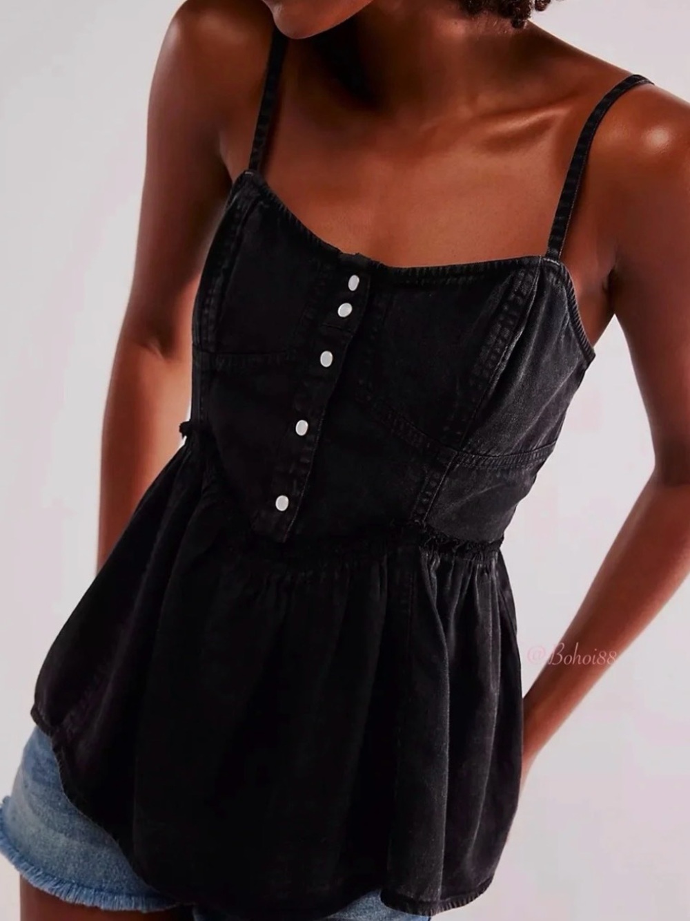 free people we-the free reworked denim top